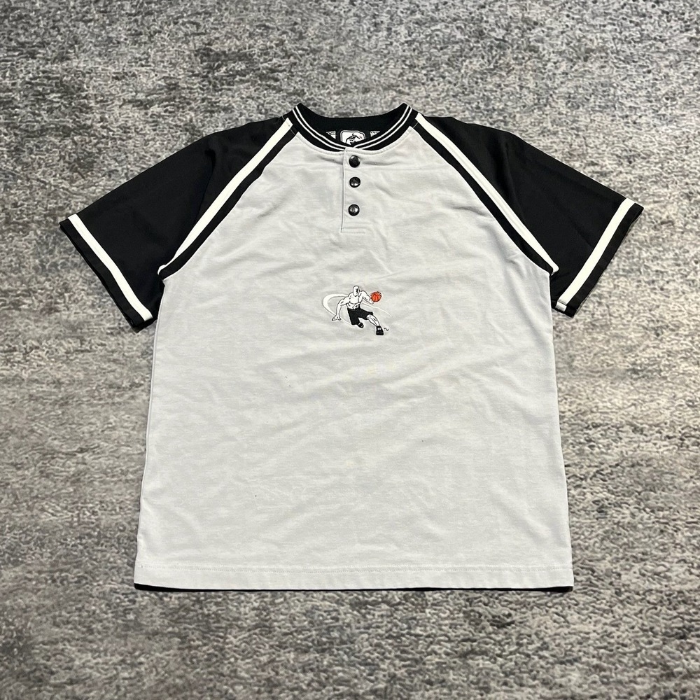 Vintage Y2K And1 Shirt Jersey Embroidered Gray White Youth Large‎ 2000s